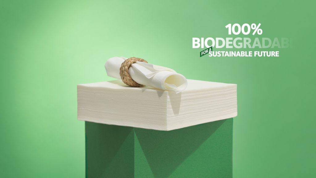 With our biobased binder, OC-BioBinder, Duni produces the world’s first fossil-free and home compostable premium napkin.
